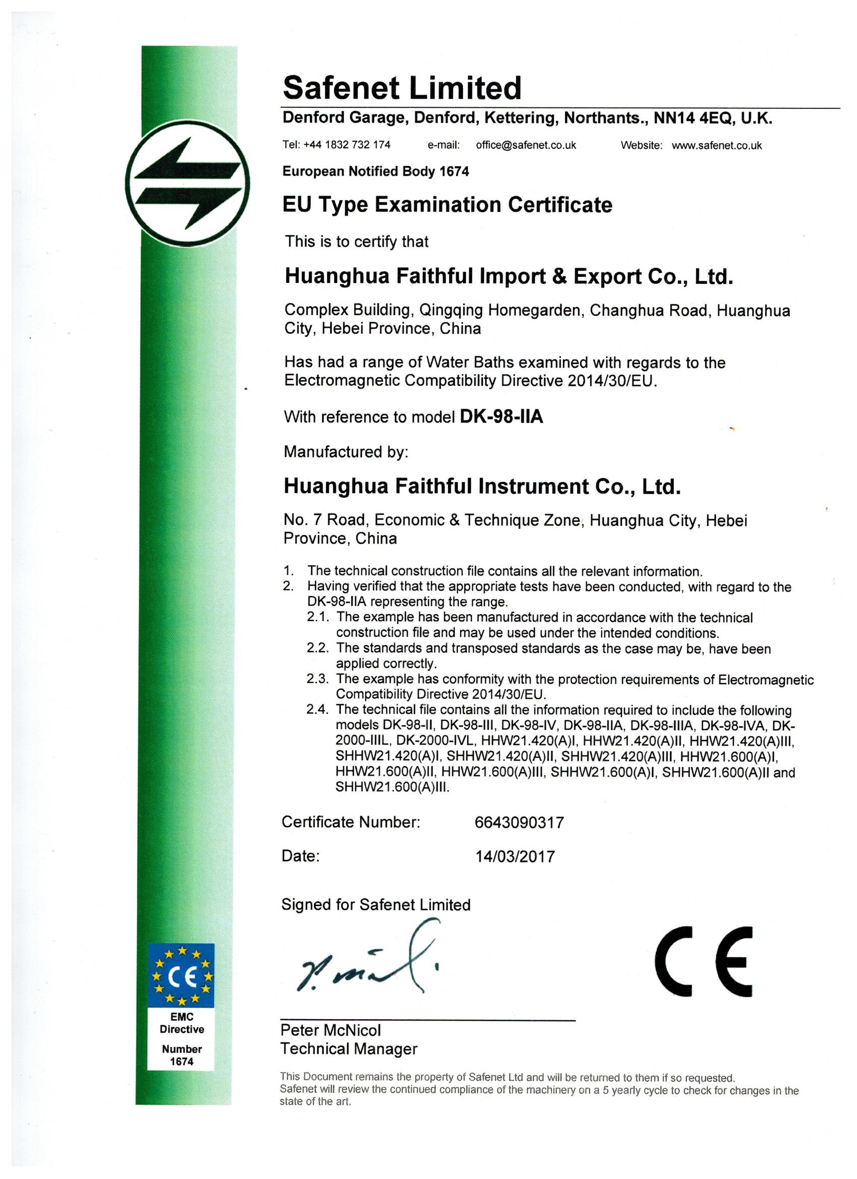 CE para el ba&ntilde;o de agua EMC